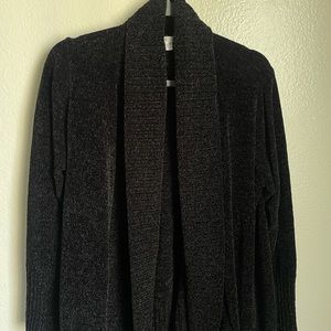 BLACK PLUSH CARDIGAN